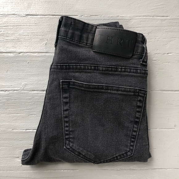 THRT Men’s Jeans Black Size 28 Skinny Distressed Patch Streetwear Faded - Picture 13 of 13